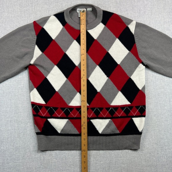 Vintage 90s  IZOD Club Argyle Sweater Men L Acrylic Preppy Golf Hong Kong Ivy - Picture 6 of 8